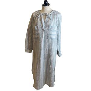 Haven Well Within Womens Dress Size Medium White Striped Pocket Pure Cotton